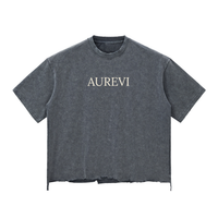 AUREVI Oversized T-Shirt – Bawełniana Koszulka Washed, Postrzępiony Dół