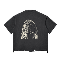 AUREVI Oversized T-Shirt – Bawełniana Koszulka Washed, Postrzępiony Dół