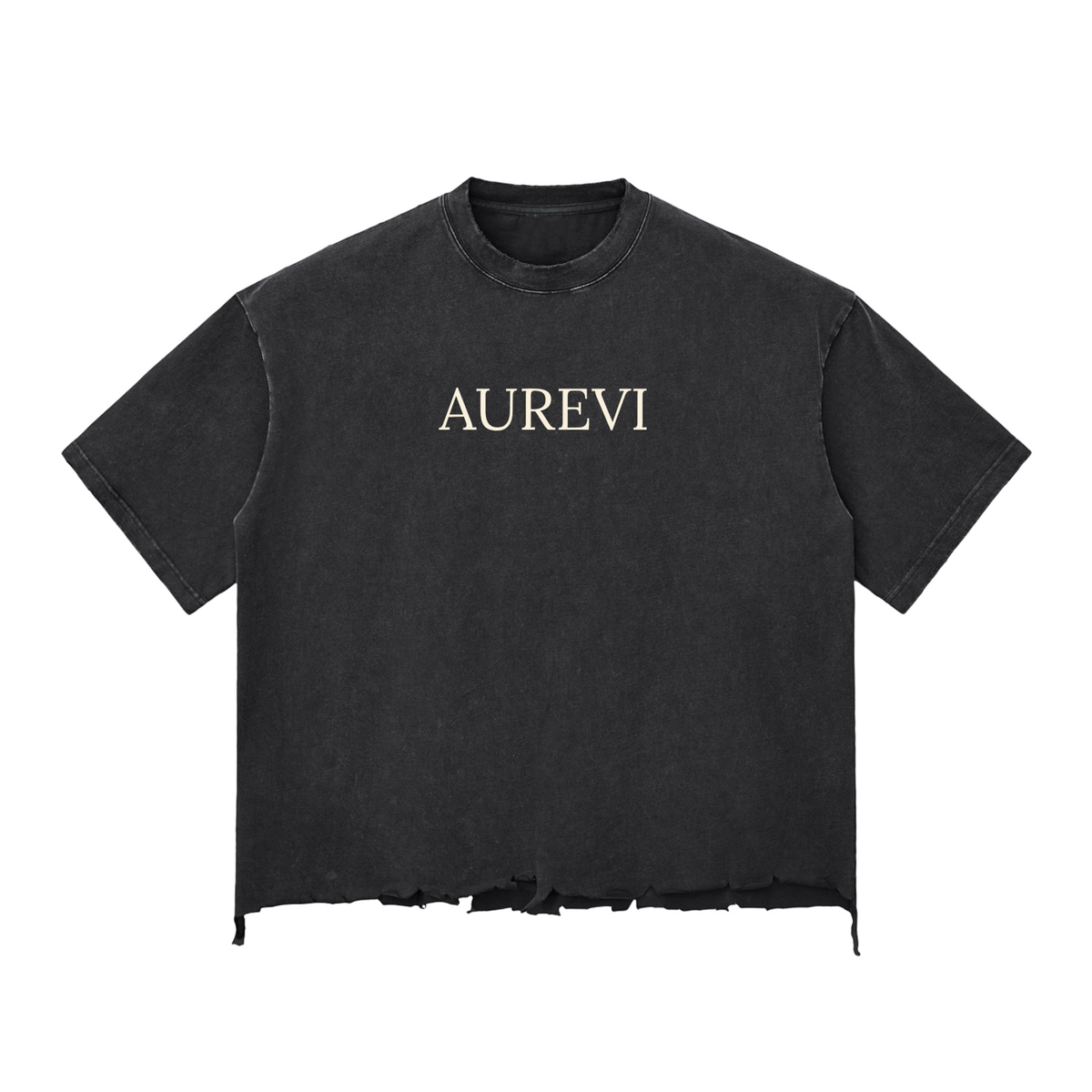 AUREVI Oversized T-Shirt – Bawełniana Koszulka Washed, Postrzępiony Dół