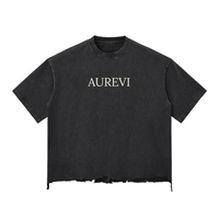 AUREVI Oversized T-Shirt – Bawełniana Koszulka Washed, Postrzępiony Dół