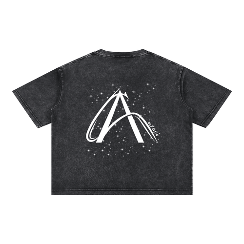 Crop T-Shirt "Snow Wash" Oversize – Kolekcja Auveri - Aurevi