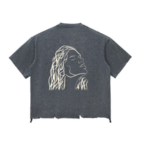 AUREVI Oversized T-Shirt – Bawełniana Koszulka Washed, Postrzępiony Dół