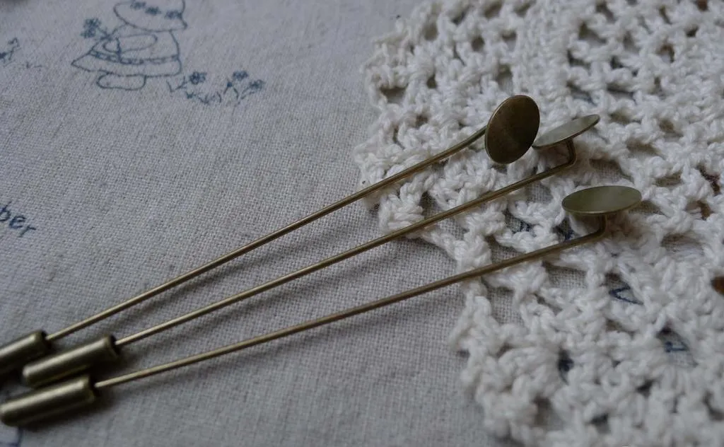 10 pcs Antique Bronze Stick Pin Clutch With 10mm Pad A216