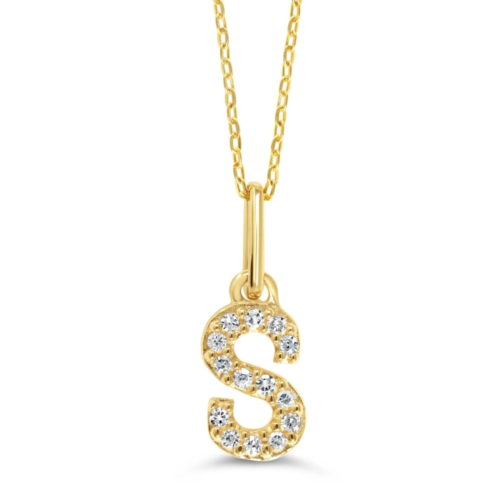 10k Gold Mini Diamond Initial Necklace