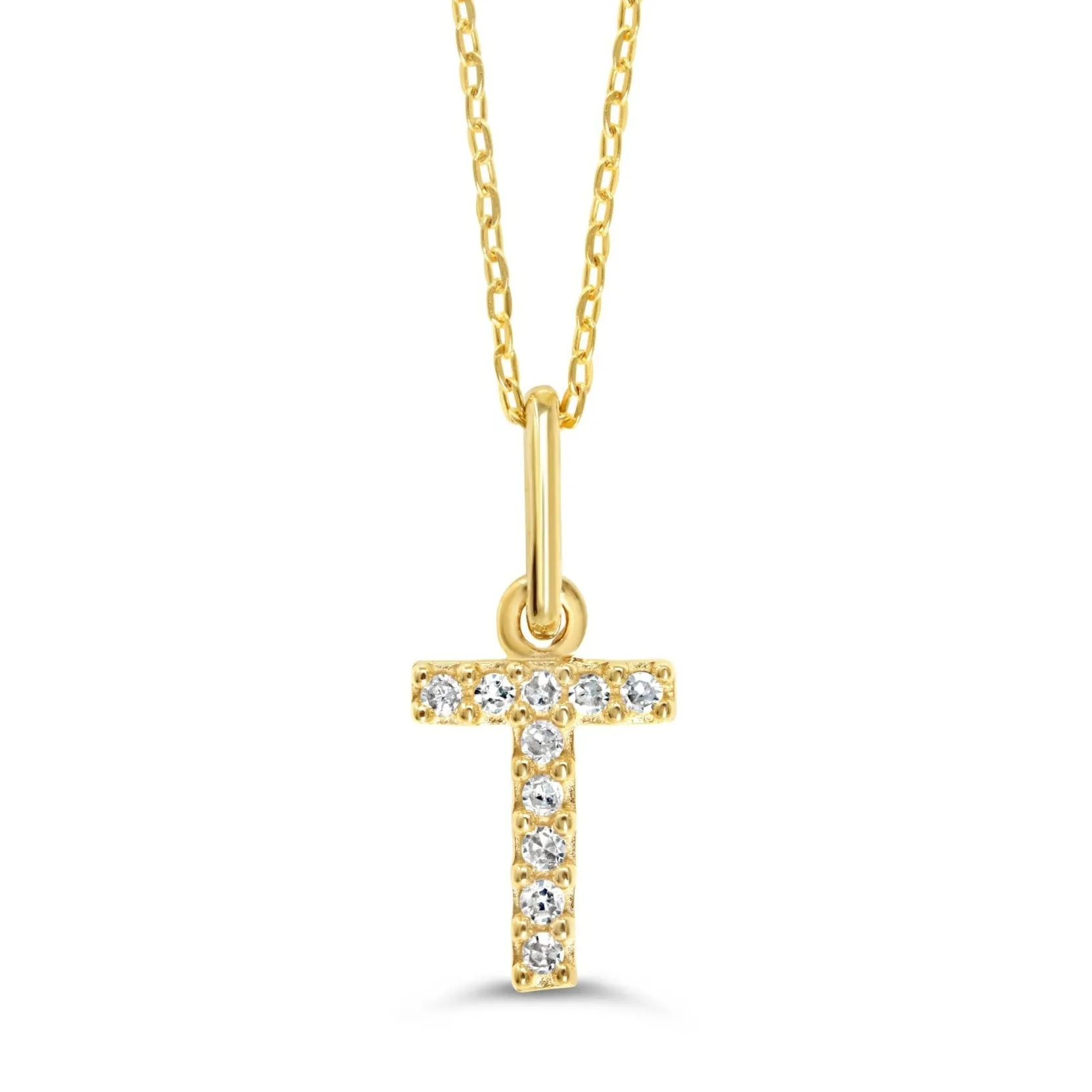 10k Gold Mini Diamond Initial Necklace