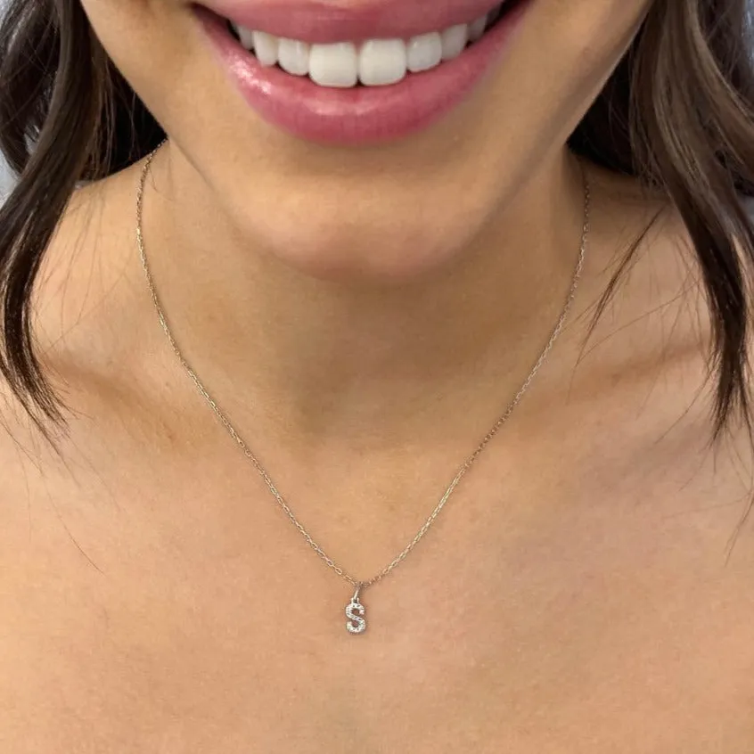 10k Gold Mini Diamond Initial Necklace
