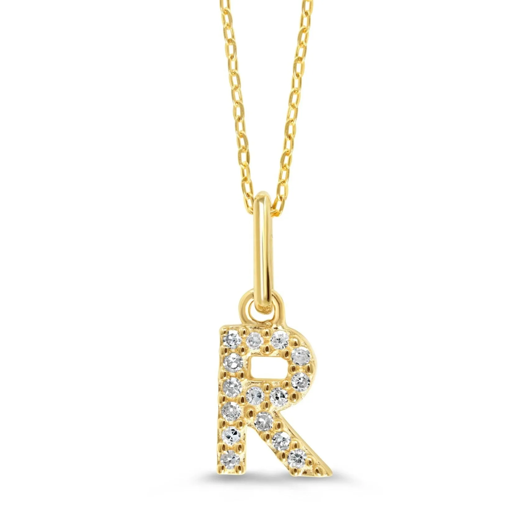 10k Gold Mini Diamond Initial Necklace