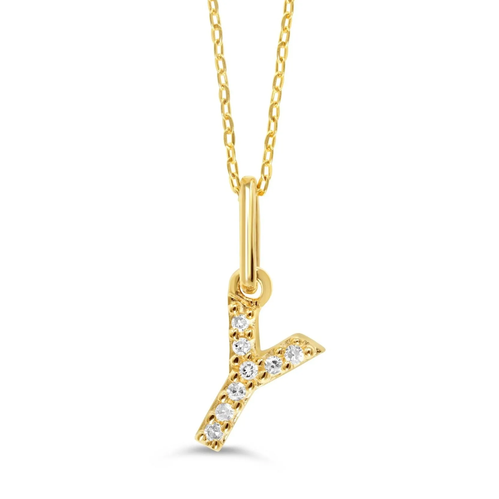 10k Gold Mini Diamond Initial Necklace