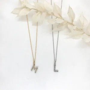 10k Gold Mini Diamond Initial Necklace
