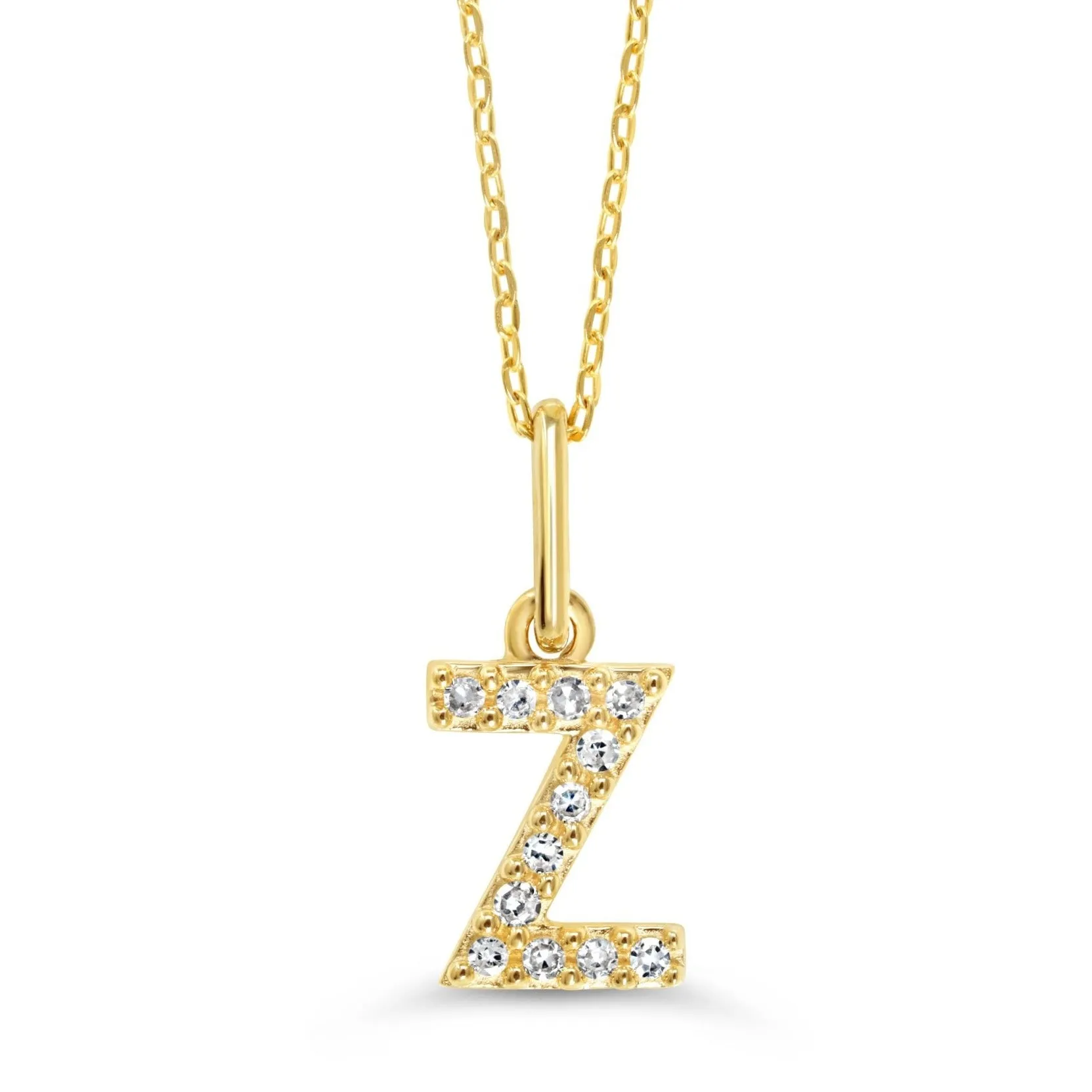 10k Gold Mini Diamond Initial Necklace