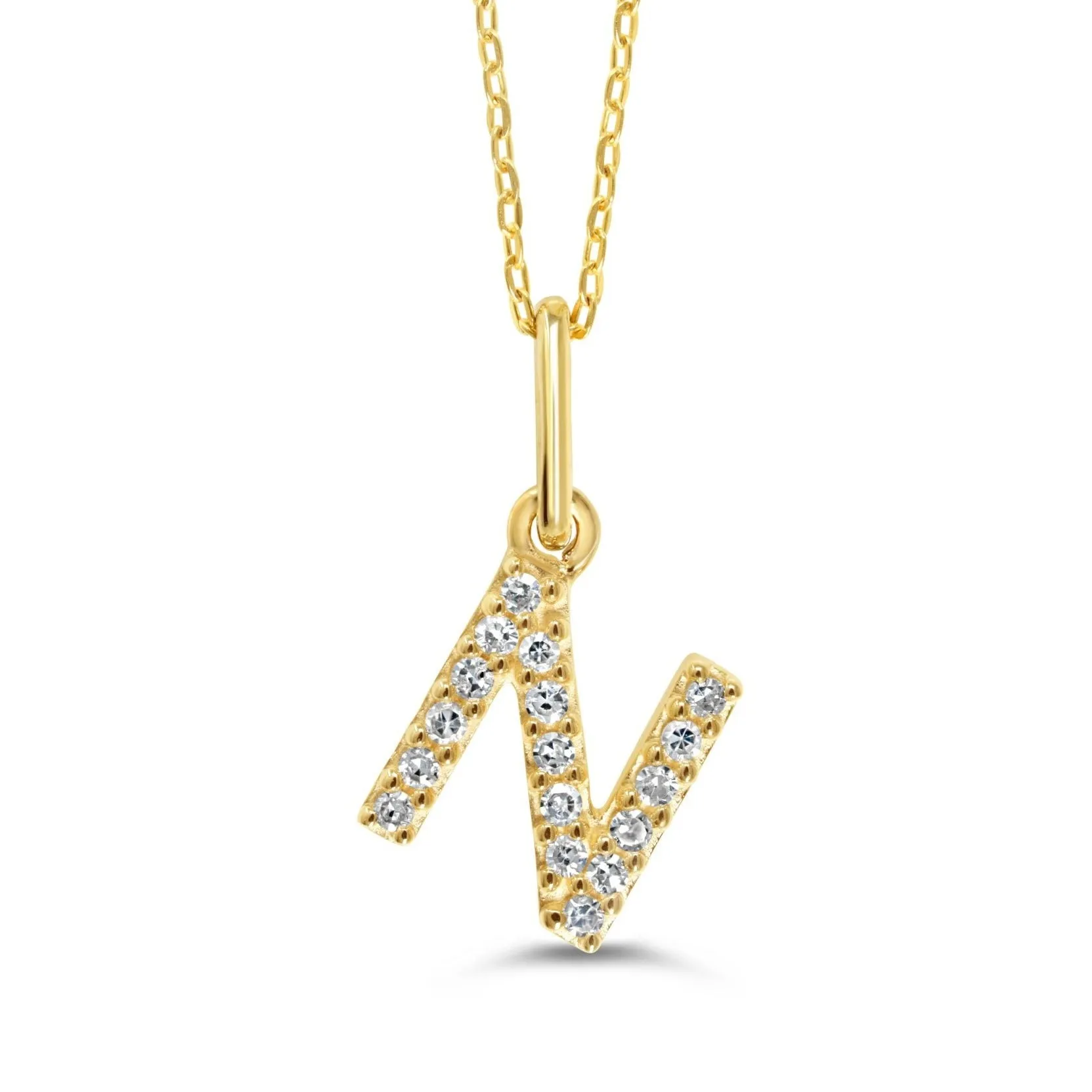 10k Gold Mini Diamond Initial Necklace