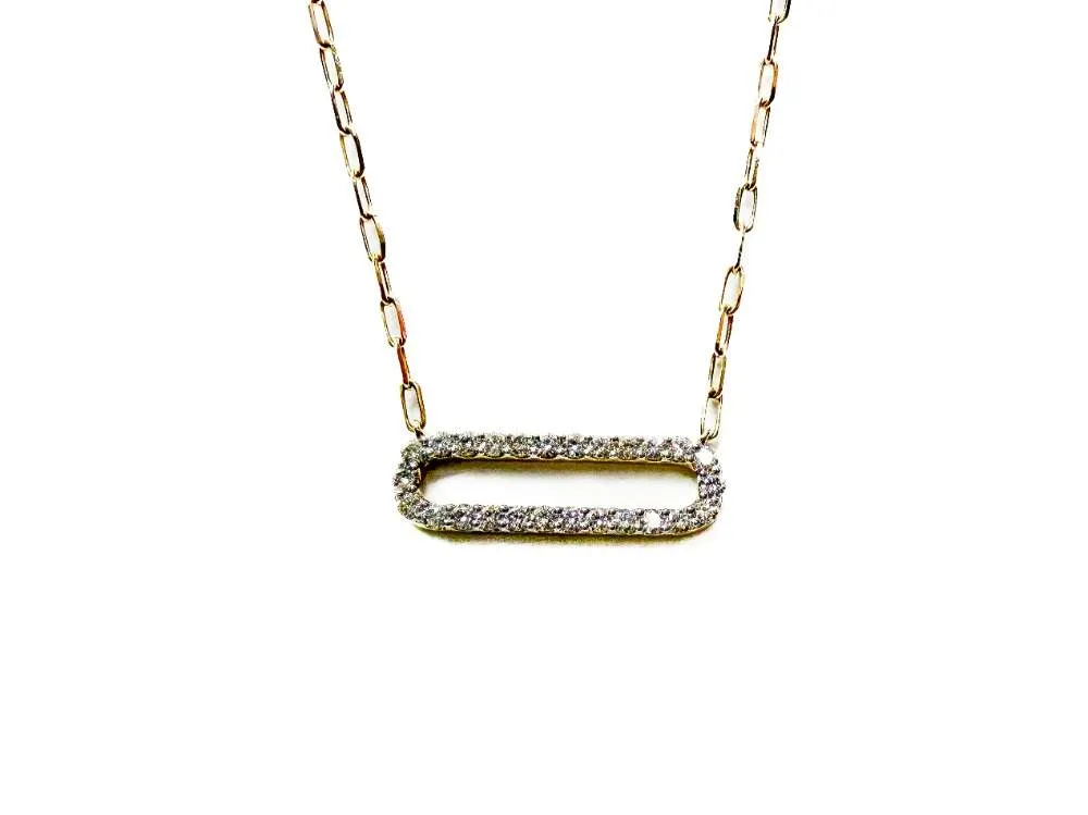 14K Diamond Oval Paperclip Necklace