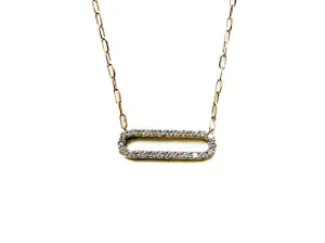 14K Diamond Oval Paperclip Necklace