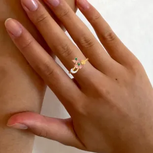 14k Gorgeous Gold Ring Embedded With Finest Quality Stones From The Amazea Collection