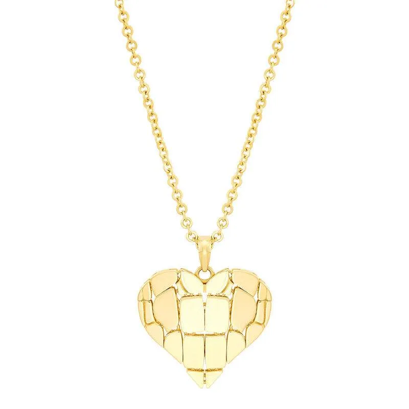 14K heart pendant with movement