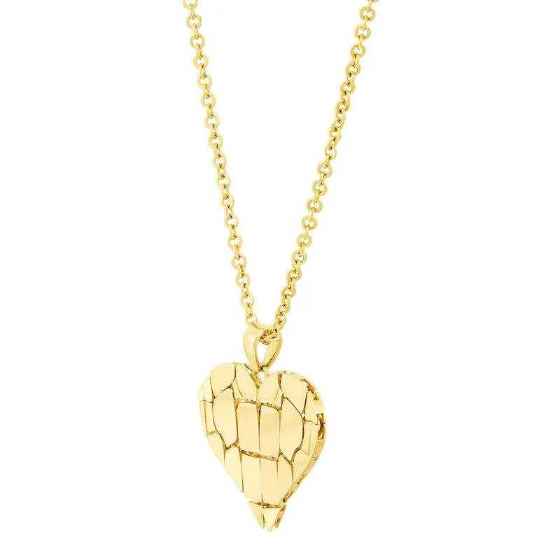 14K heart pendant with movement