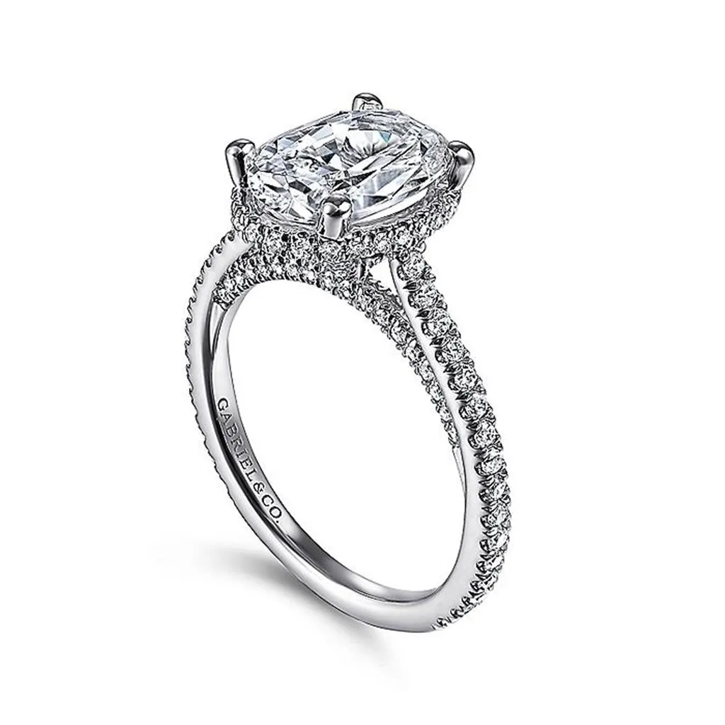 14K White Gold 'Camden' Hidden Halo Oval Diamond Engagement Ring