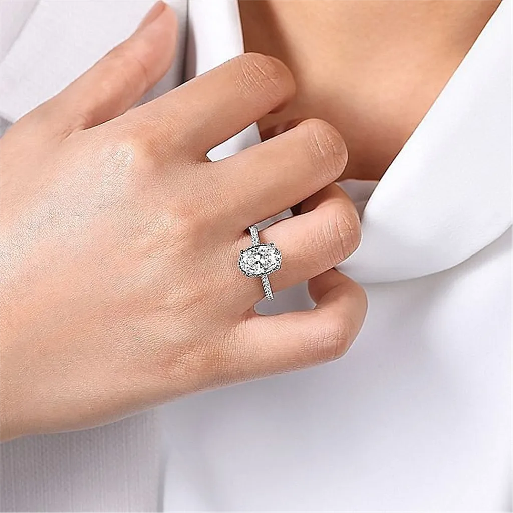 14K White Gold 'Camden' Hidden Halo Oval Diamond Engagement Ring