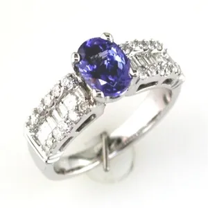 14K White Gold Oval Tanzanite Classic Ring