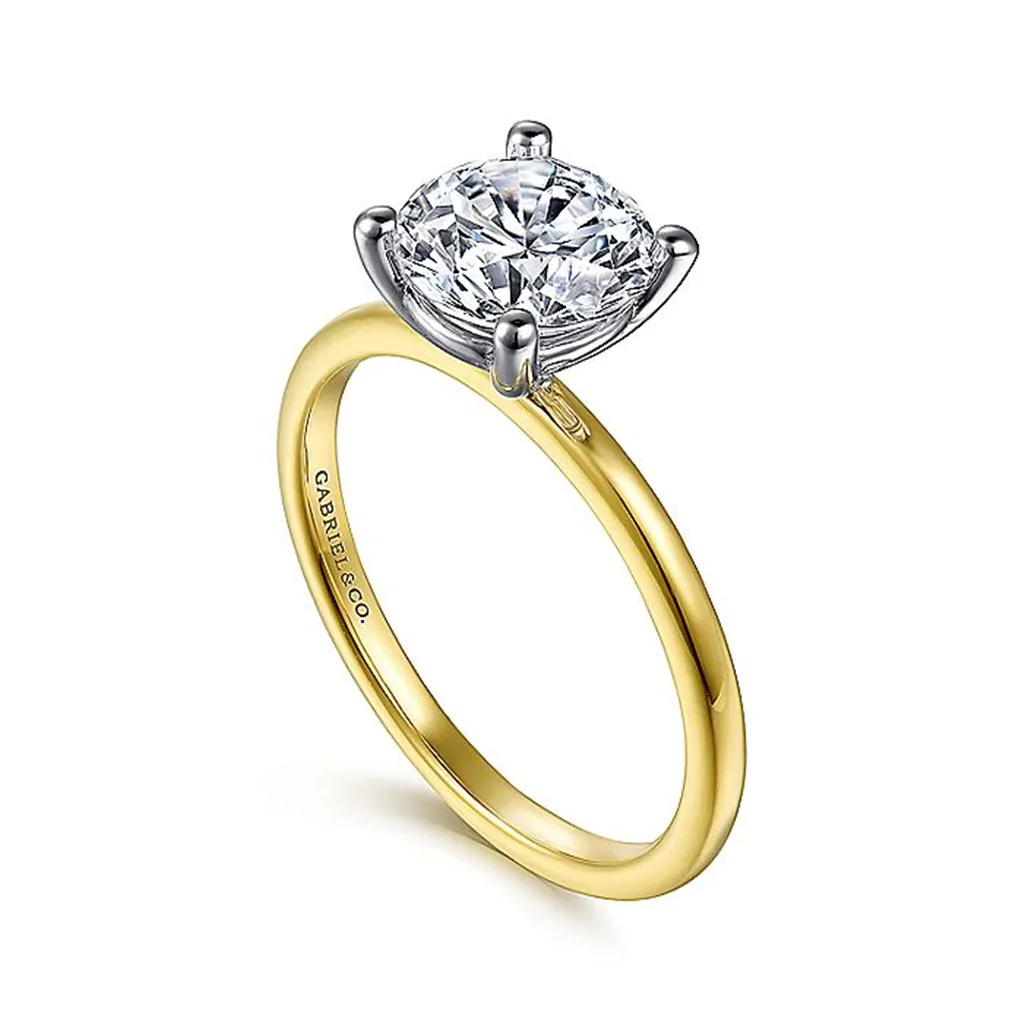 14K Yellow And White Gold ??Evalia?? Solitaire Engagement Ring