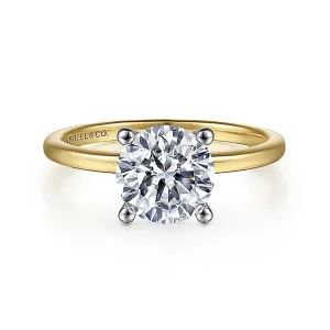 14K Yellow And White Gold ??Evalia?? Solitaire Engagement Ring