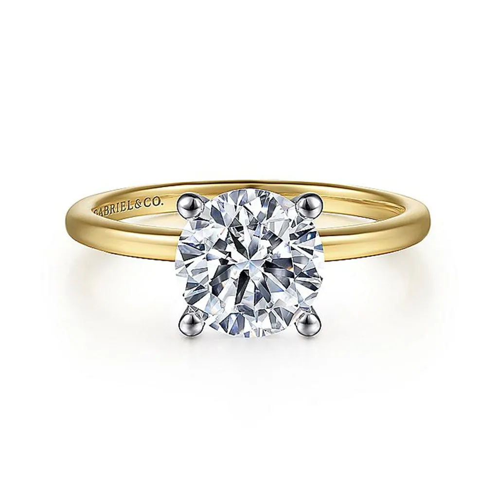 14K Yellow And White Gold ??Evalia?? Solitaire Engagement Ring