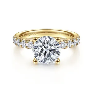 14K Yellow Gold 'Ulani' Classic Round Natural Diamonds Natural Diamonds Engagement Ring