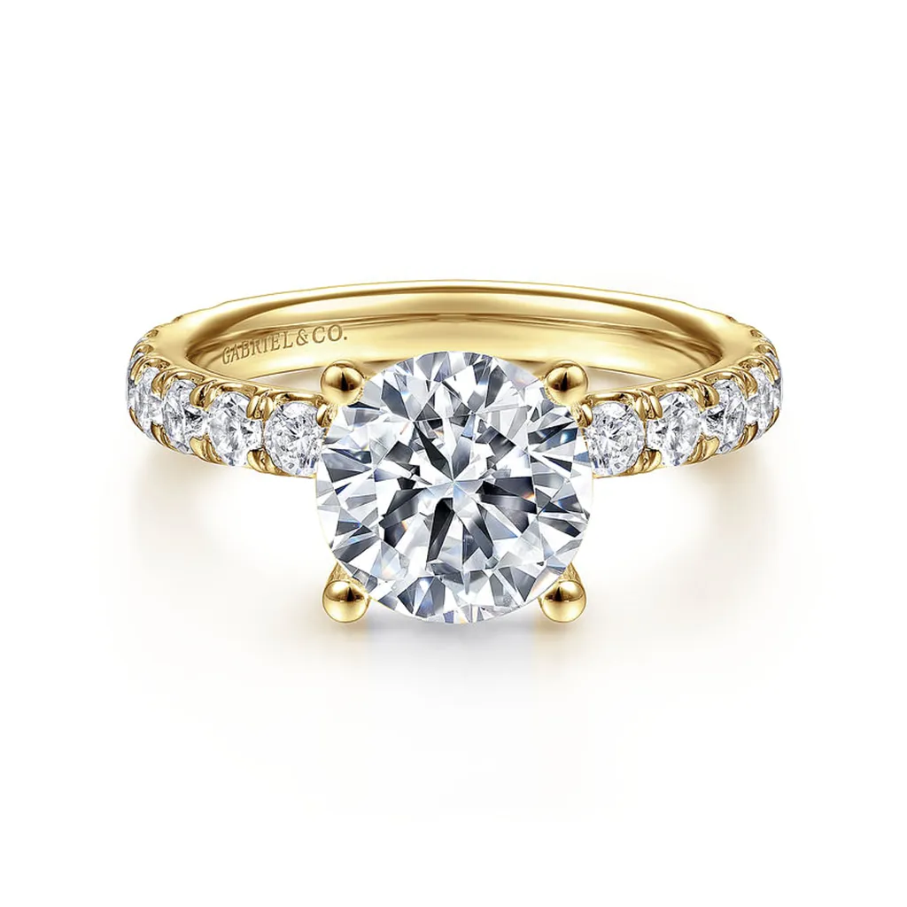 14K Yellow Gold 'Ulani' Classic Round Natural Diamonds Natural Diamonds Engagement Ring