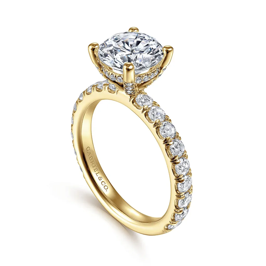 14K Yellow Gold 'Ulani' Classic Round Natural Diamonds Natural Diamonds Engagement Ring