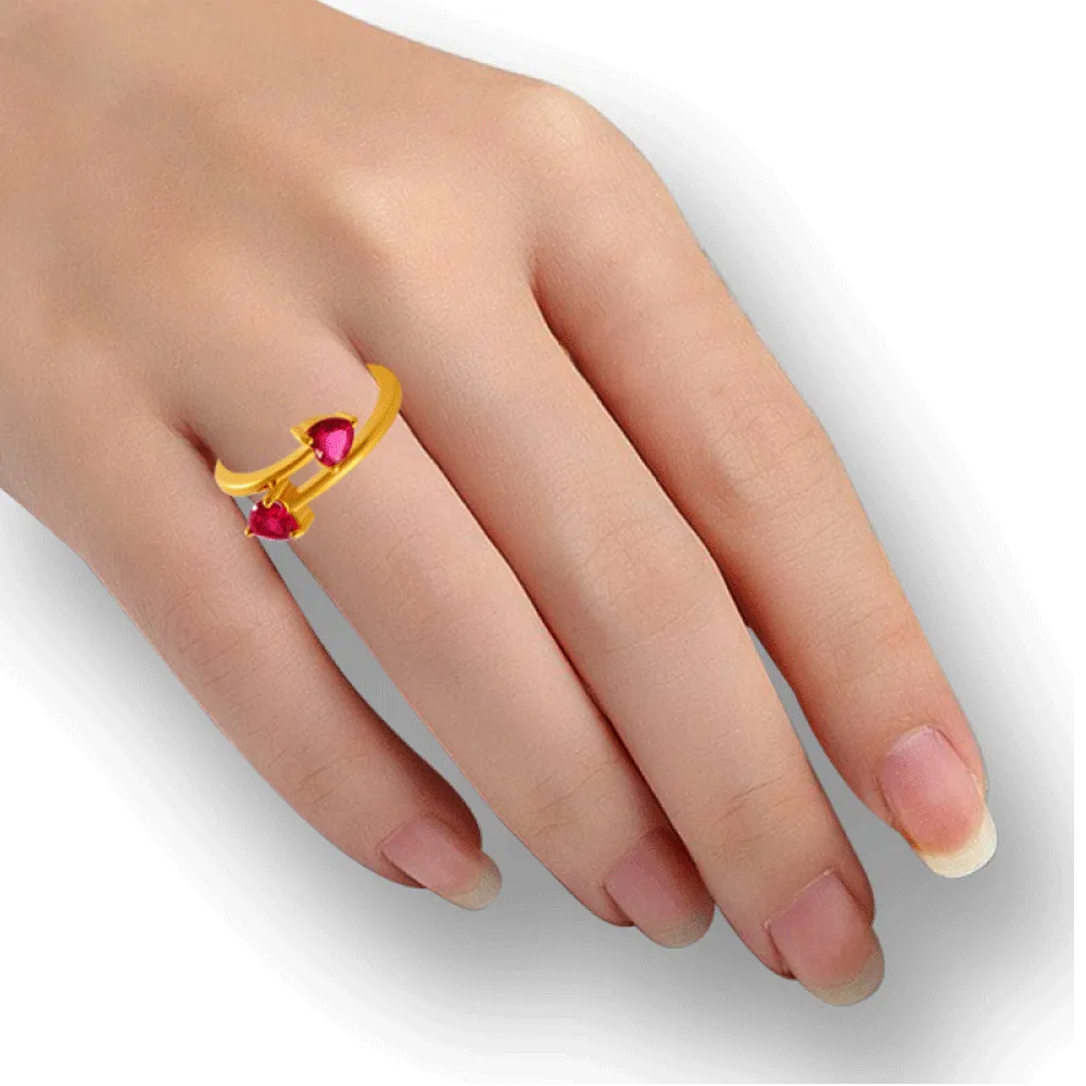 14KT (585) Yellow Gold And American Diamond Ring For Women