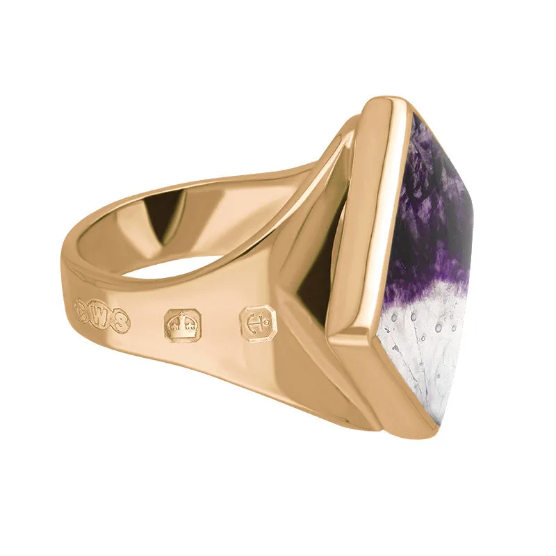 18ct Rose Gold Blue John King's Coronation Hallmark Small Rhombus Ring D