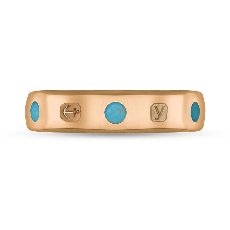 18ct Rose Gold Turquoise King's Coronation Hallmark 5mm Ring D