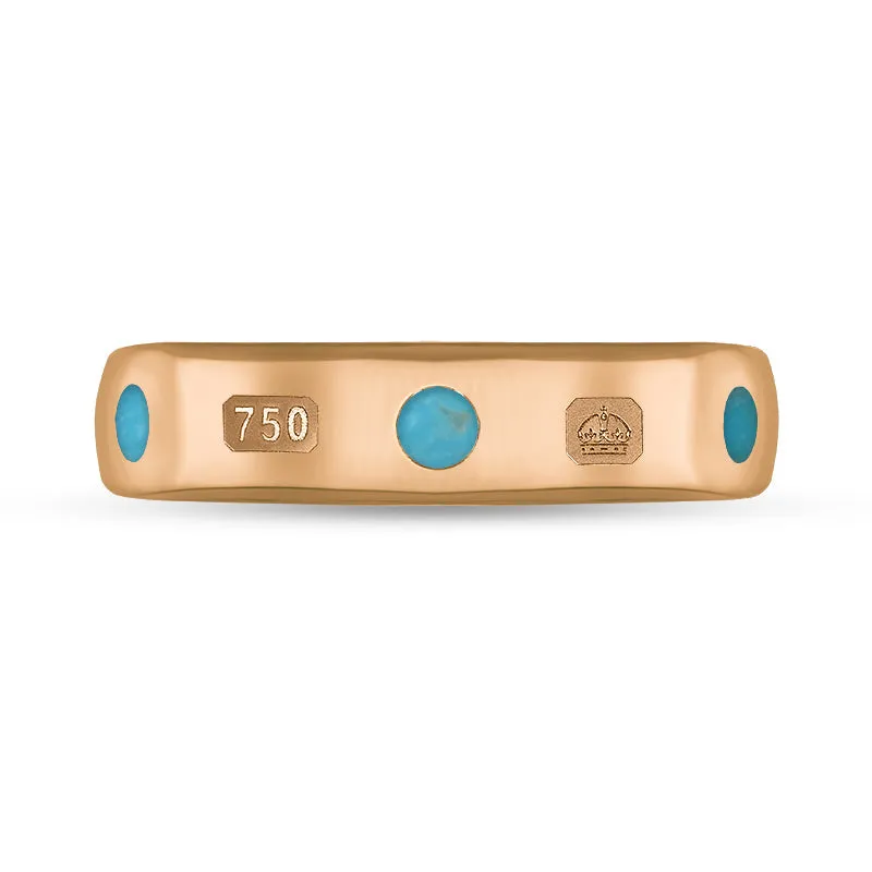 18ct Rose Gold Turquoise King's Coronation Hallmark 5mm Ring D
