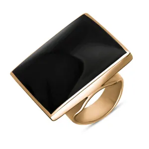 18ct Rose Gold Whitby Jet King's Coronation Hallmark Large Square Ring D