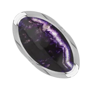 18ct White Gold Blue John King's Coronation Hallmark Large Oval Ring D