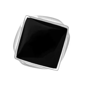 18ct White Gold Whitby Jet Hallmark Small Rhombus Ring