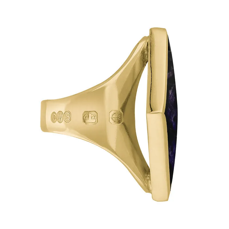 18ct Yellow Gold Blue John King's Coronation Hallmark Medium Rhombus Ring D