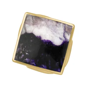 18ct Yellow Gold Blue John King's Coronation Hallmark Medium Rhombus Ring D