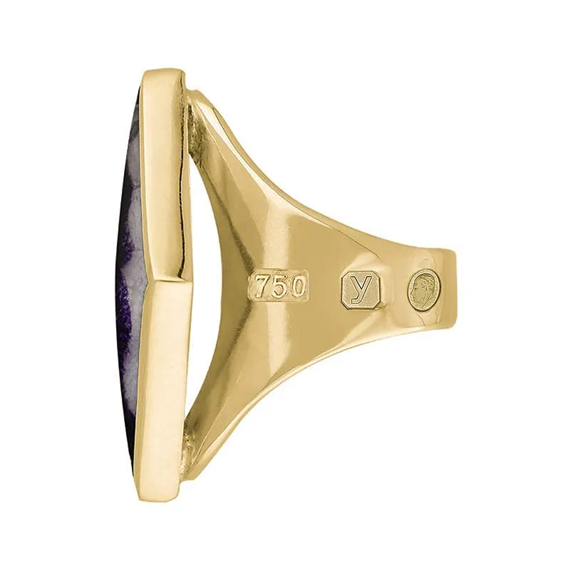 18ct Yellow Gold Blue John King's Coronation Hallmark Medium Rhombus Ring D