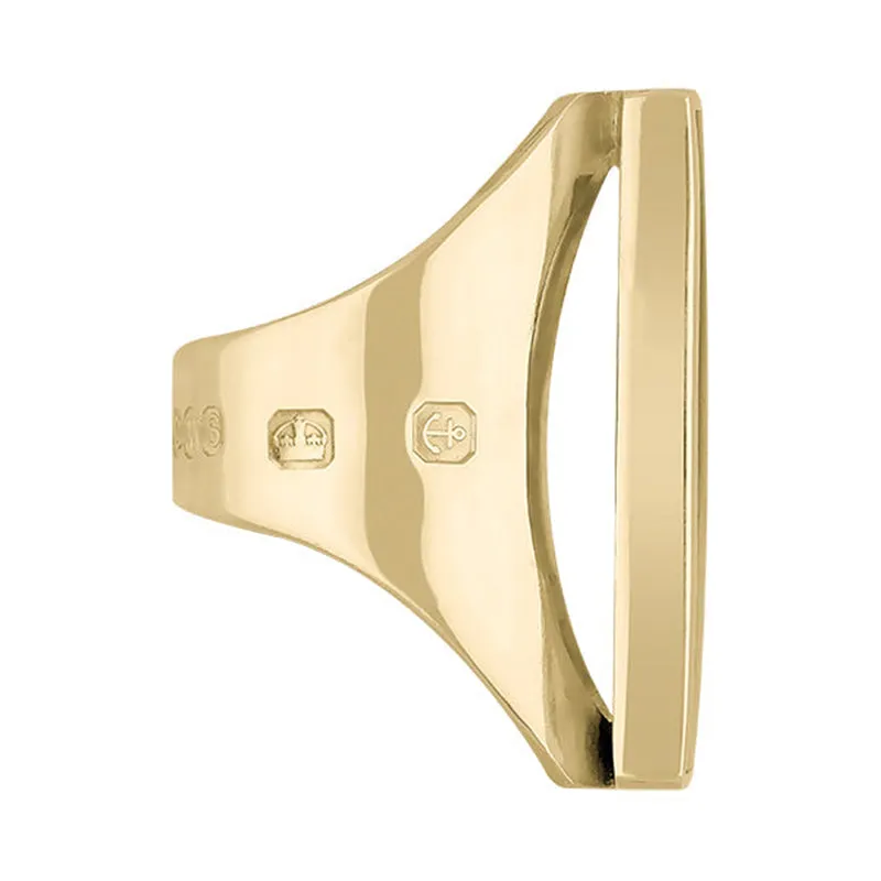 18ct Yellow Gold Whitby Jet Hallmark Large Oblong Ring