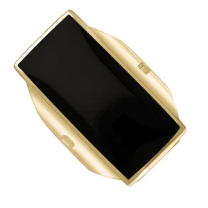 18ct Yellow Gold Whitby Jet Hallmark Large Oblong Ring