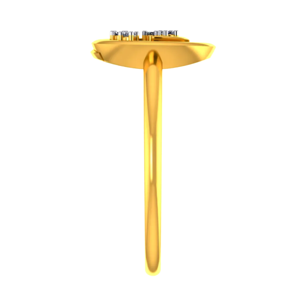18k Diamond Ring With A Diamond Studded Circle On Top