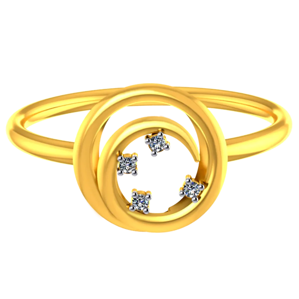 18k Diamond Ring With A Diamond Studded Circle On Top