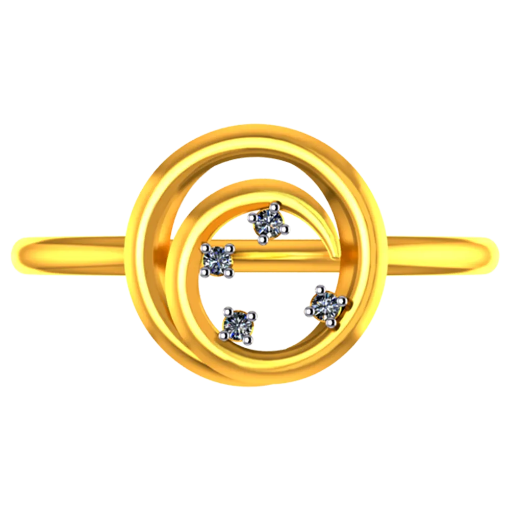 18k Diamond Ring With A Diamond Studded Circle On Top