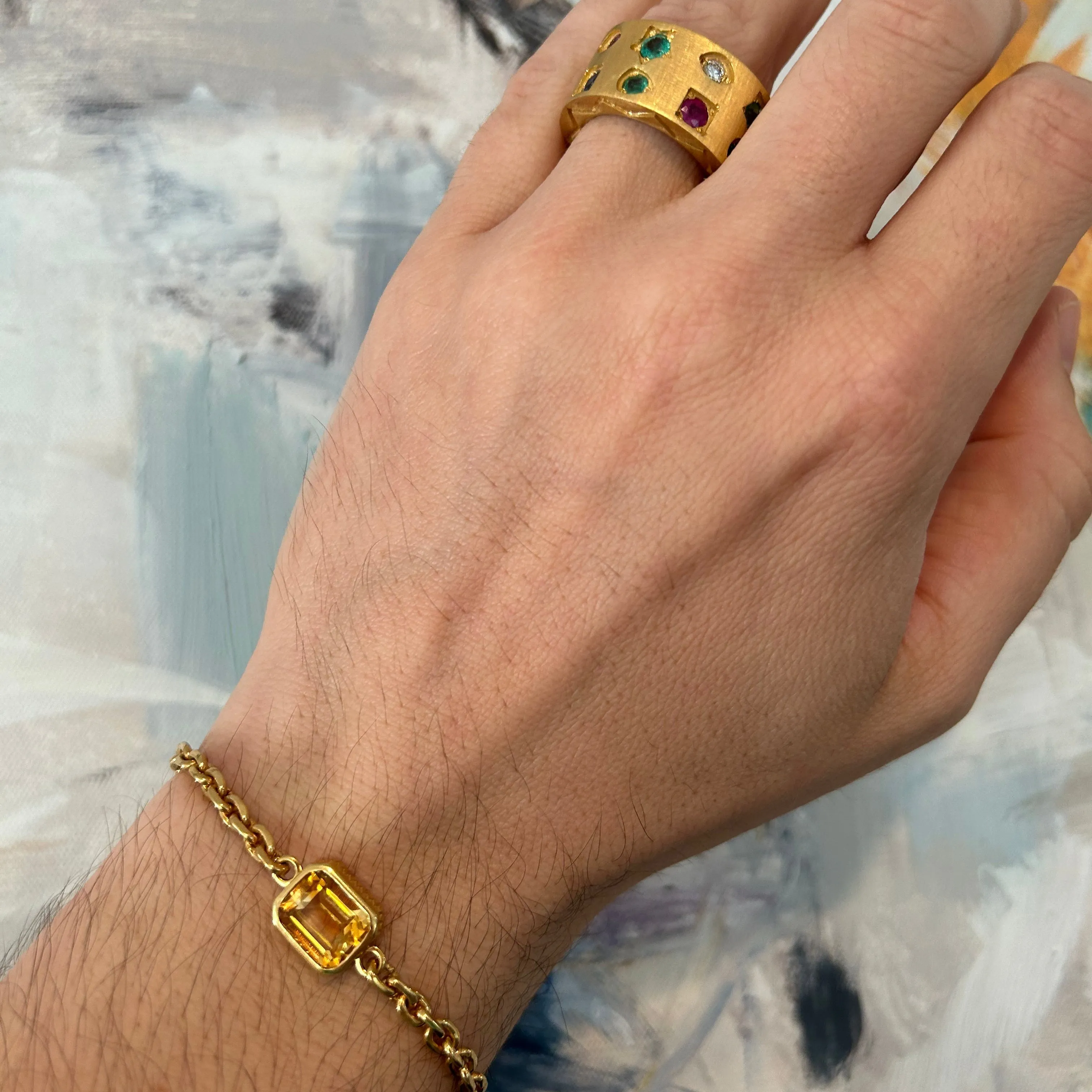 18k Lion Bracelet, Citrine
