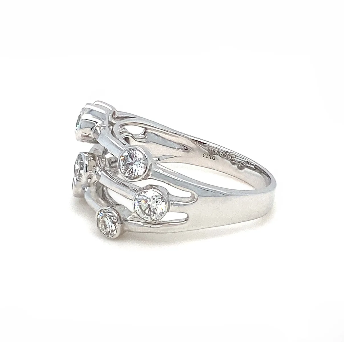18K White Gold 1.13ct Diamond Bubble Ring