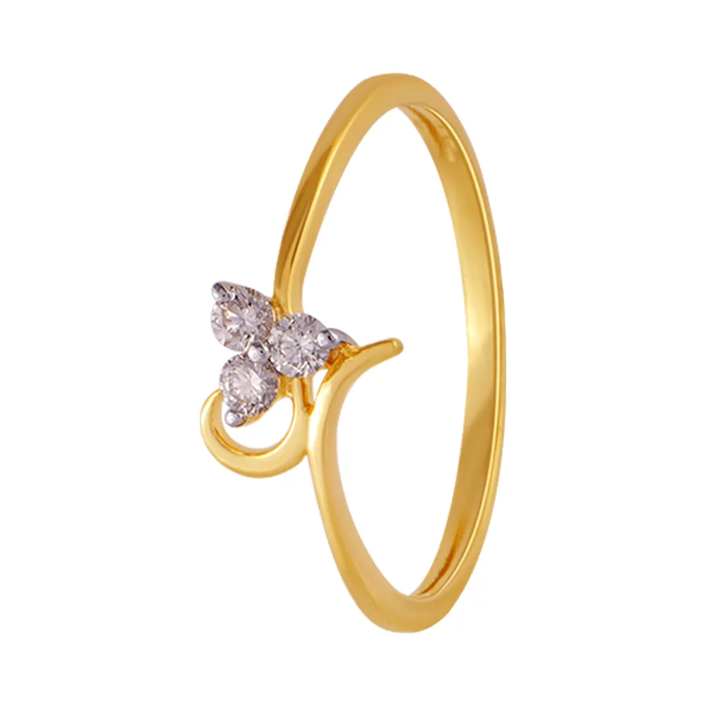 18KT (750) Yellow Gold And Diamond Ring For Women
