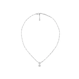 18KT WG GUCCI FLOWER AND DOUBLE G NECKLACE