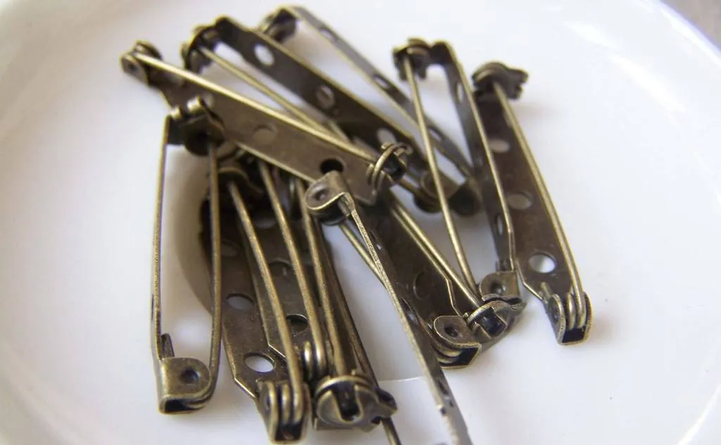 50 pcs Antique Bronze Brooch Back Bar Pins 33mm A4240