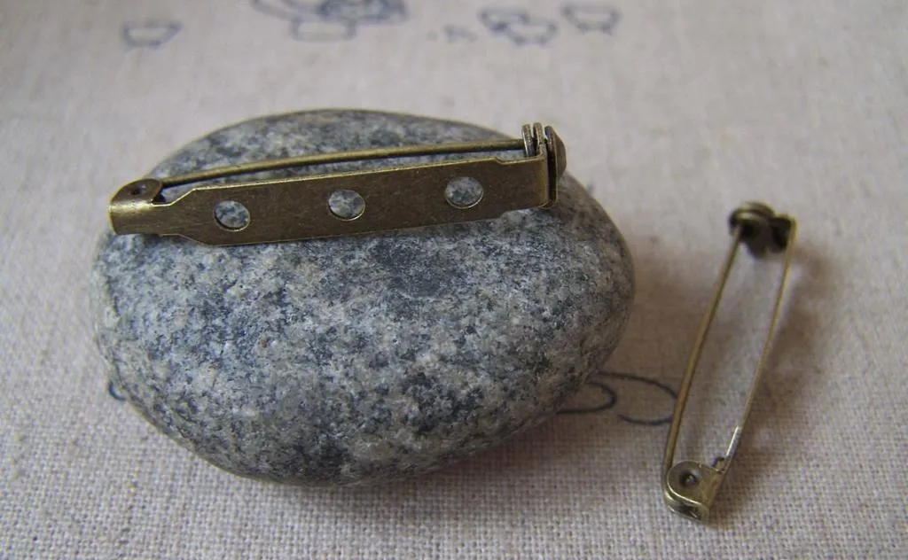 50 pcs Antique Bronze Brooch Back Bar Pins 33mm A4240